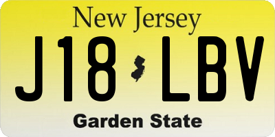 NJ license plate J18LBV