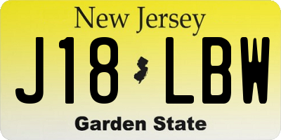 NJ license plate J18LBW