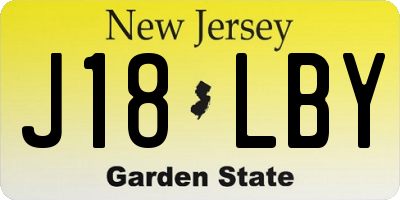 NJ license plate J18LBY