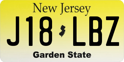NJ license plate J18LBZ