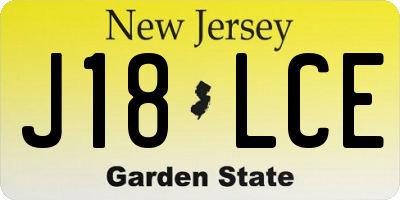 NJ license plate J18LCE