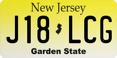 NJ license plate J18LCG