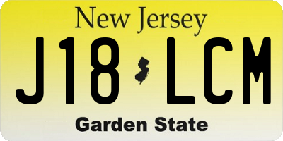 NJ license plate J18LCM