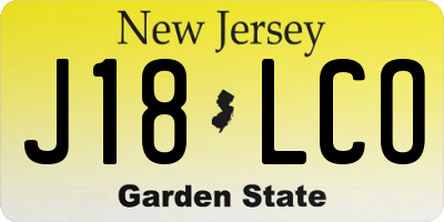 NJ license plate J18LCO