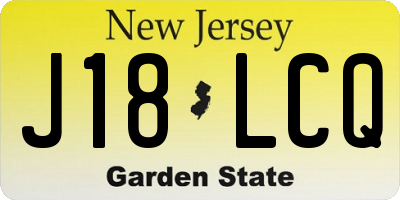 NJ license plate J18LCQ