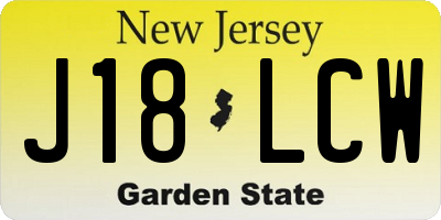 NJ license plate J18LCW