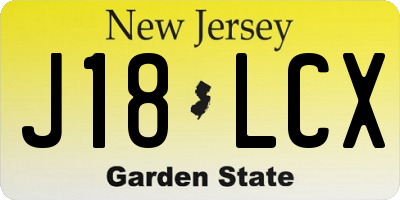 NJ license plate J18LCX