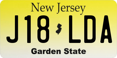 NJ license plate J18LDA