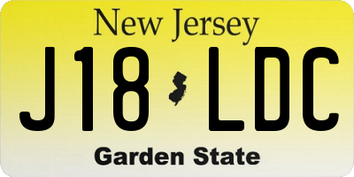 NJ license plate J18LDC