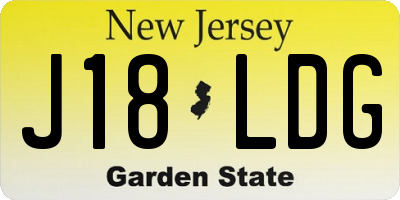 NJ license plate J18LDG
