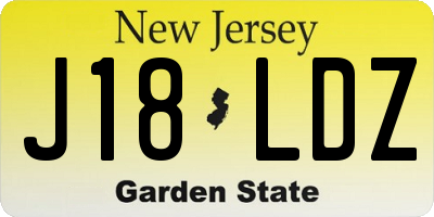 NJ license plate J18LDZ