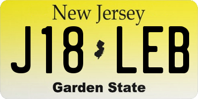 NJ license plate J18LEB