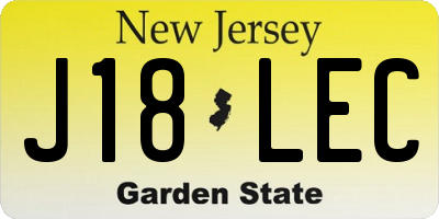 NJ license plate J18LEC