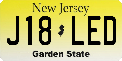 NJ license plate J18LED