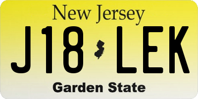 NJ license plate J18LEK