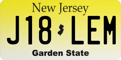 NJ license plate J18LEM