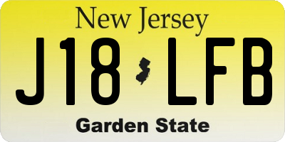 NJ license plate J18LFB