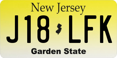 NJ license plate J18LFK