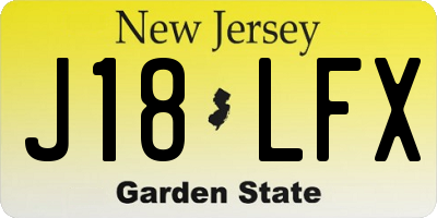 NJ license plate J18LFX