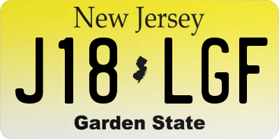 NJ license plate J18LGF