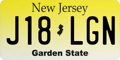 NJ license plate J18LGN