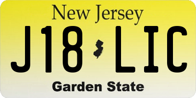 NJ license plate J18LIC