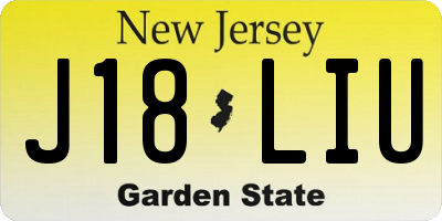 NJ license plate J18LIU