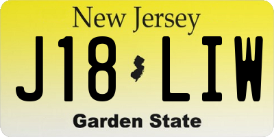 NJ license plate J18LIW