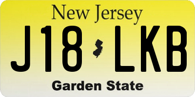 NJ license plate J18LKB
