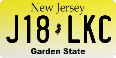 NJ license plate J18LKC