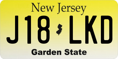 NJ license plate J18LKD