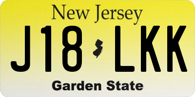 NJ license plate J18LKK