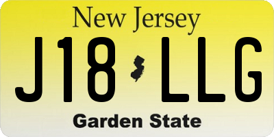 NJ license plate J18LLG