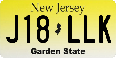 NJ license plate J18LLK
