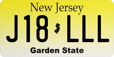 NJ license plate J18LLL