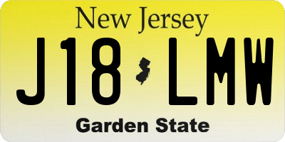 NJ license plate J18LMW