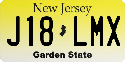 NJ license plate J18LMX