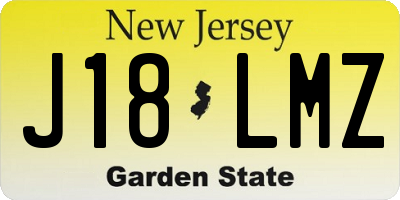 NJ license plate J18LMZ