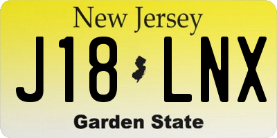 NJ license plate J18LNX