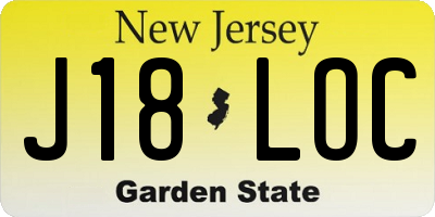 NJ license plate J18LOC
