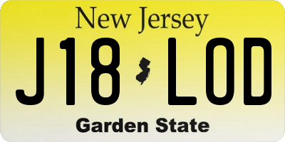 NJ license plate J18LOD