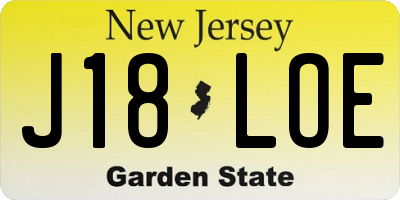 NJ license plate J18LOE