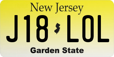 NJ license plate J18LOL