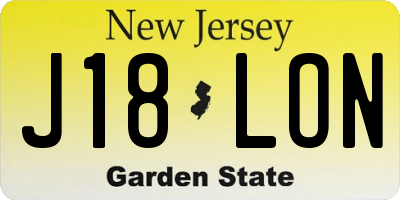 NJ license plate J18LON