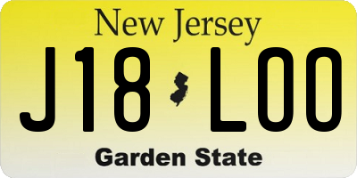 NJ license plate J18LOO