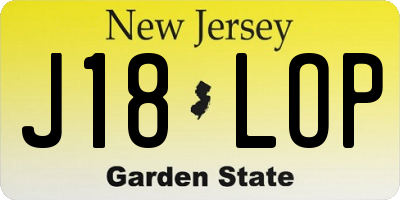 NJ license plate J18LOP