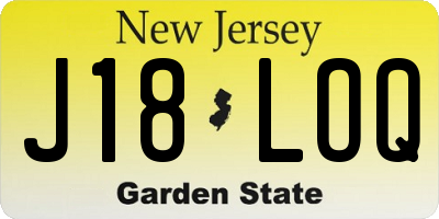 NJ license plate J18LOQ