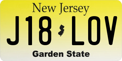 NJ license plate J18LOV