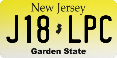 NJ license plate J18LPC