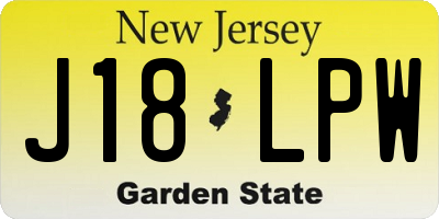 NJ license plate J18LPW